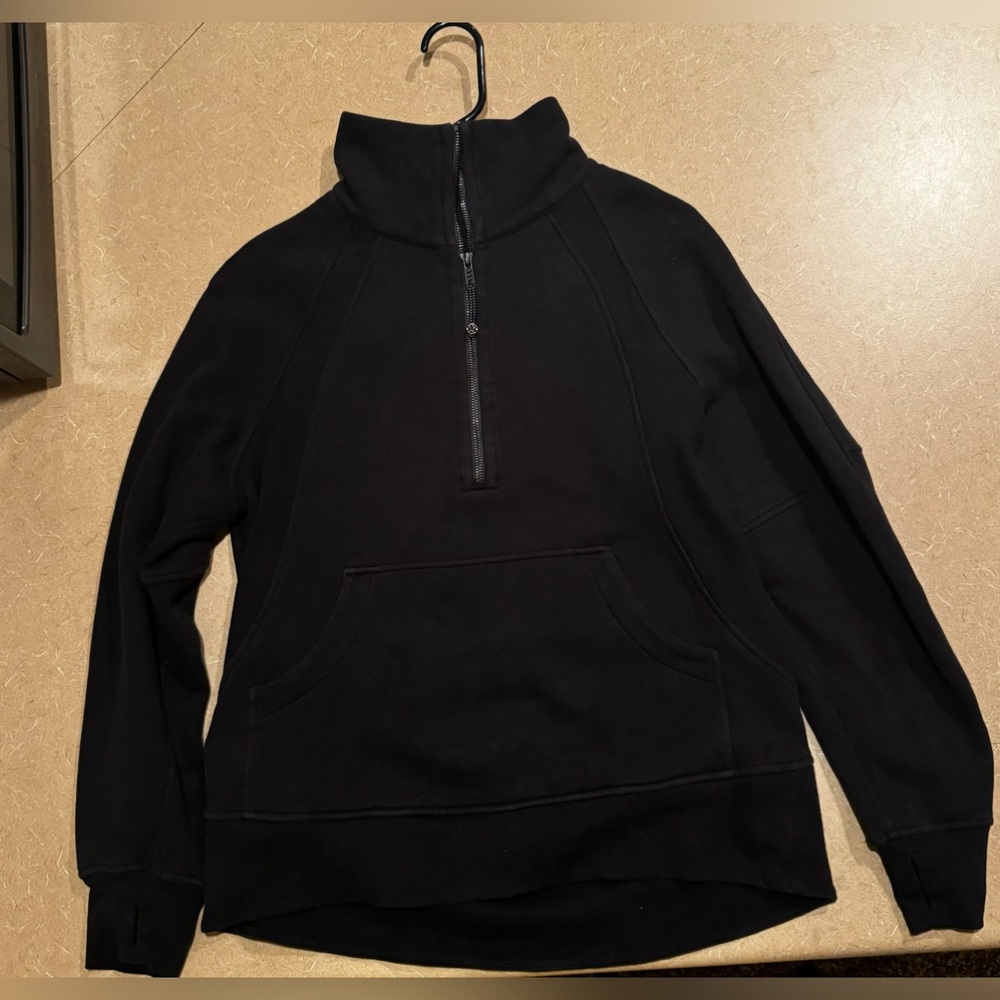 Lululemon Oversized Funnel Neck Scuba Long  Black Half-Zip Sweatshirt